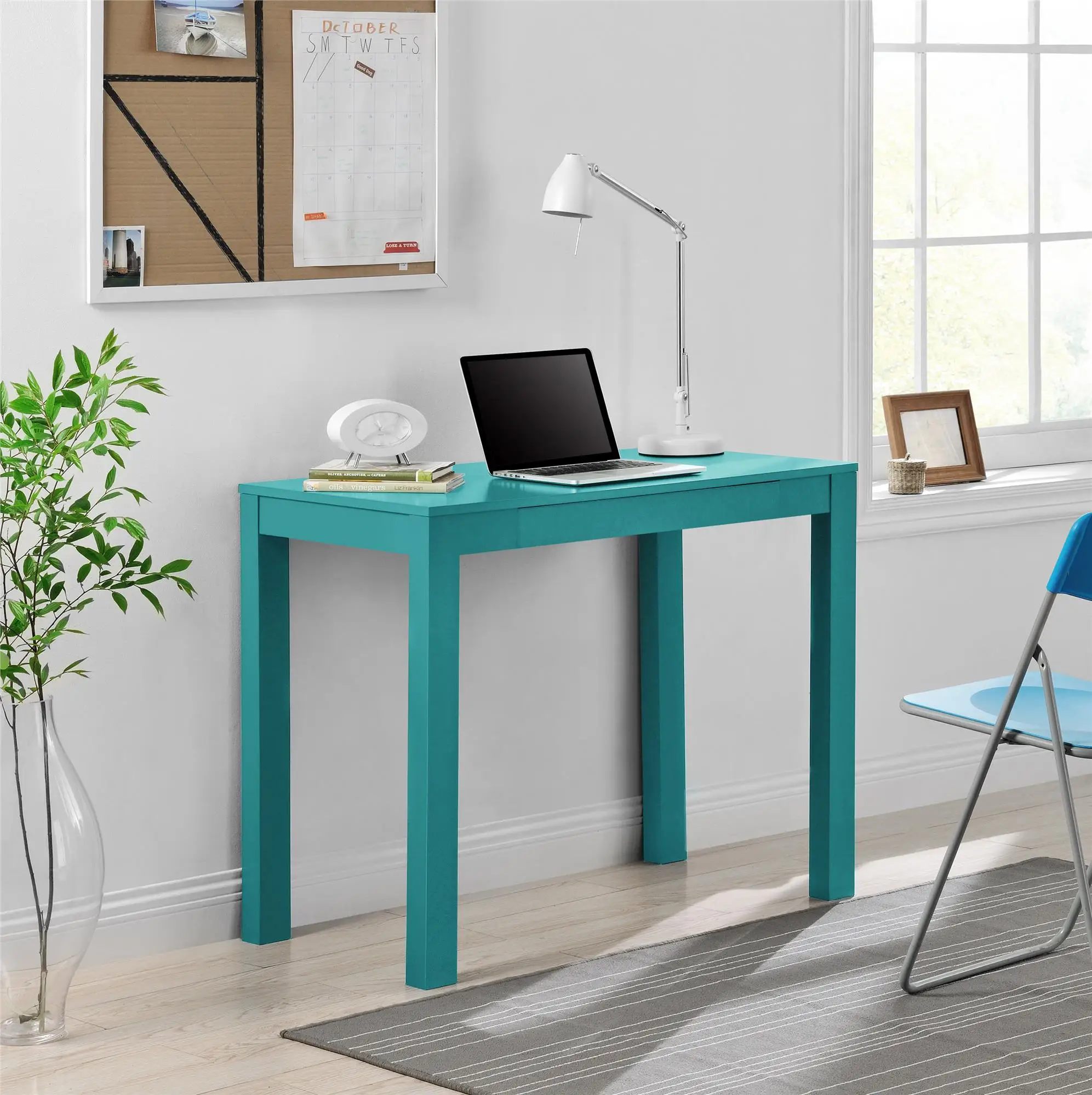 

Parsons Computer Desk with Drawer, Teal