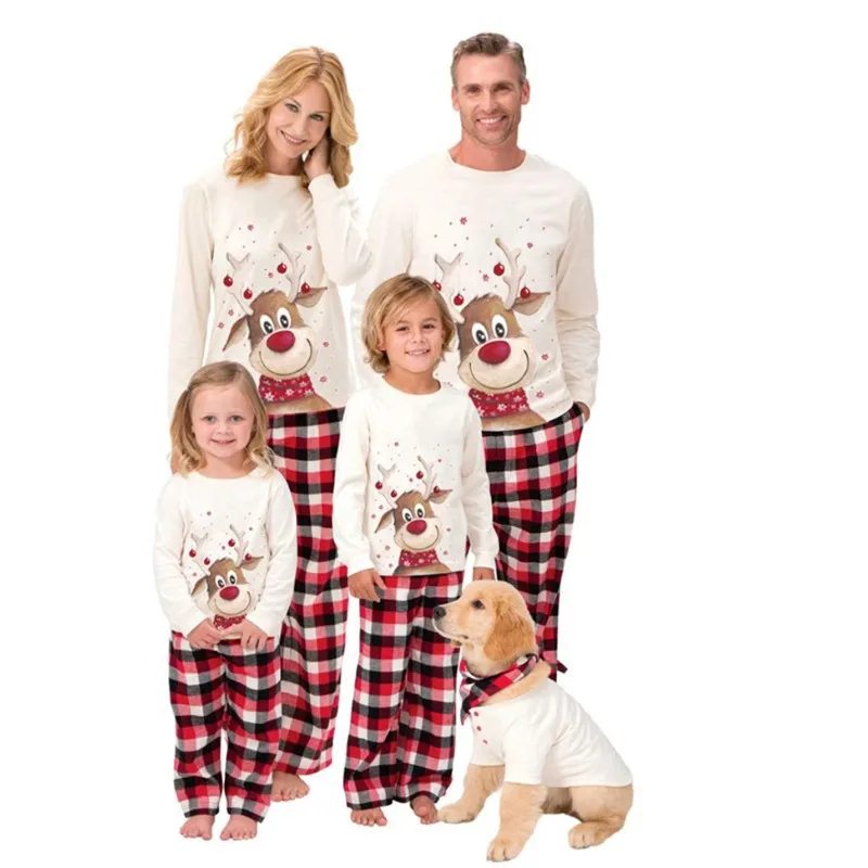 

Cartoon Deer Print Long Sleeve Xmas Pjs Family Couples Matching Christmas Pajamas Mommy Daughter Son Mother Kids Baby 2023 New