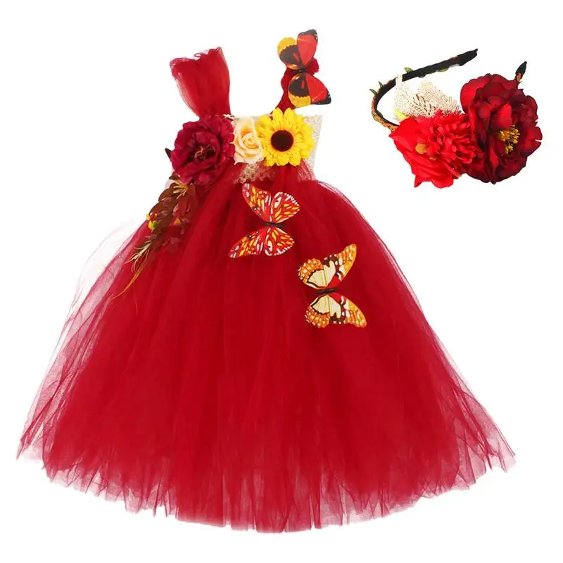 

Женское платье принцессы с изображением цветов и эльфа