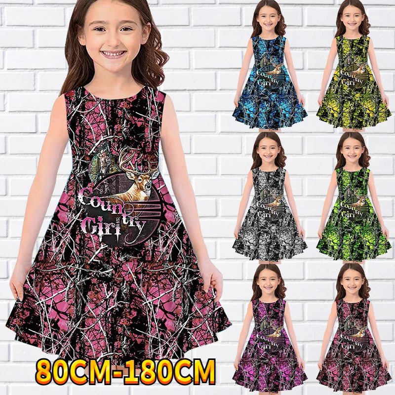 

Kids Little Girls Sleeveless Dress Girls Dress 3D Kids Animal Print Daily Casual Cute Sweet Over Knee Sleeveless Dress 80-180CM