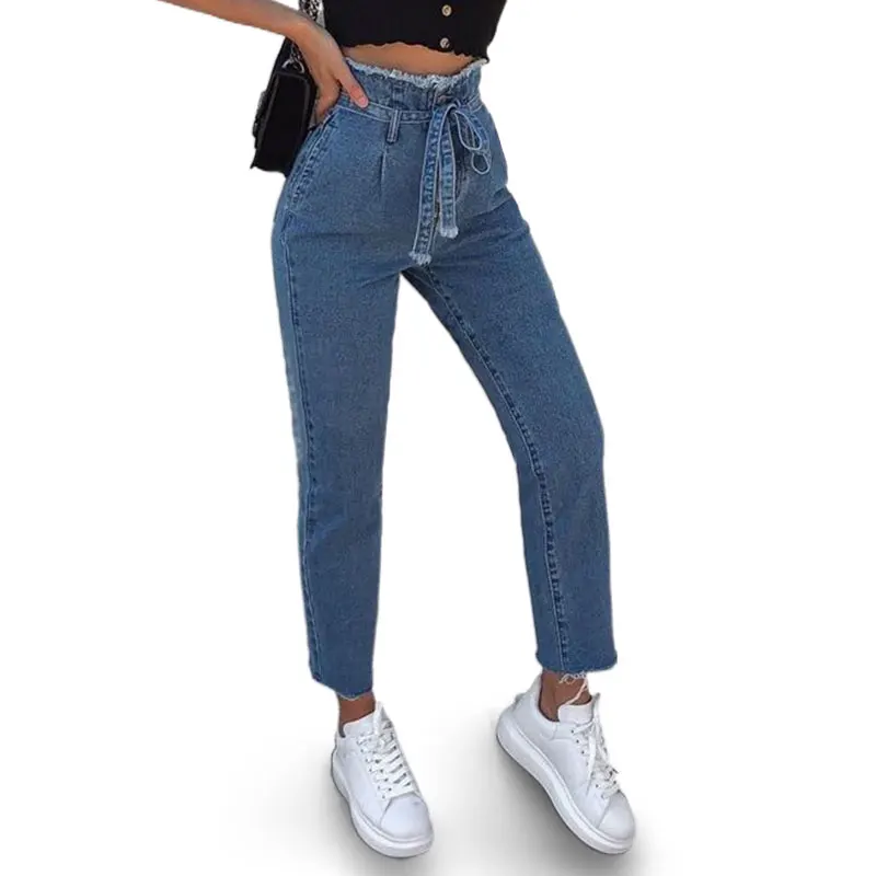 

Женские рваные джинсы с завышенной талией, черные винтажные джинсы-бойфренды с эффектом пуш-ап