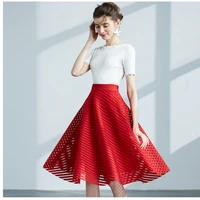 2022 spring autumn hepburn vintage elegant women retro elegant plaid skirt aesthetic high waisted hollow out pleated skirt