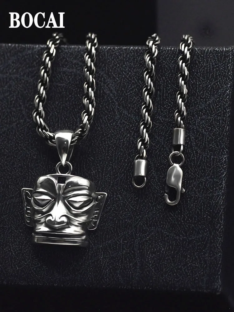 

Ювелирные изделия BOCAI из настоящего серебра S925 пробы в стиле ретро, кулон в виде маски Samsung, модные подарки на день рождения