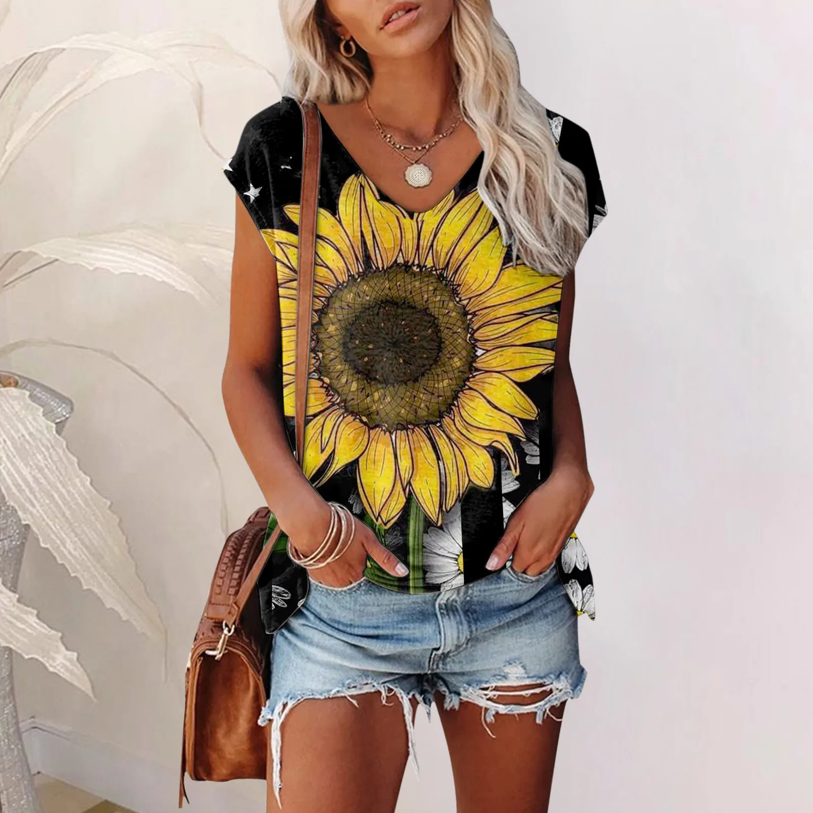 

Womens Crew Neck T Shirt Cap Sleeve Loose Tops Floral Print Summer Clothes For Women Tees Shirts Camisas De Mujer Рубашки