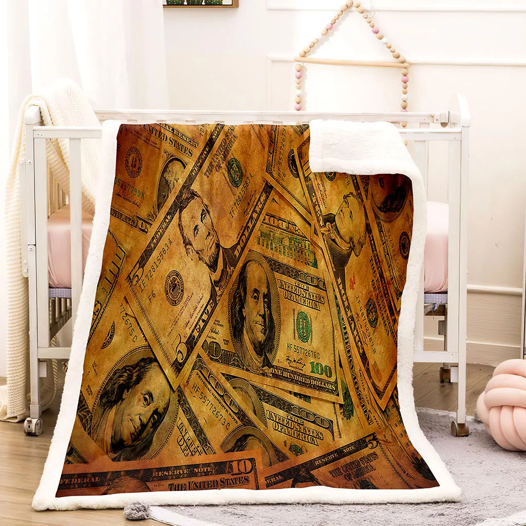 HUANZHUANG пушистое одеяло с 3D рисунком банкнот плюшевое супермягкое Флисовое теплое