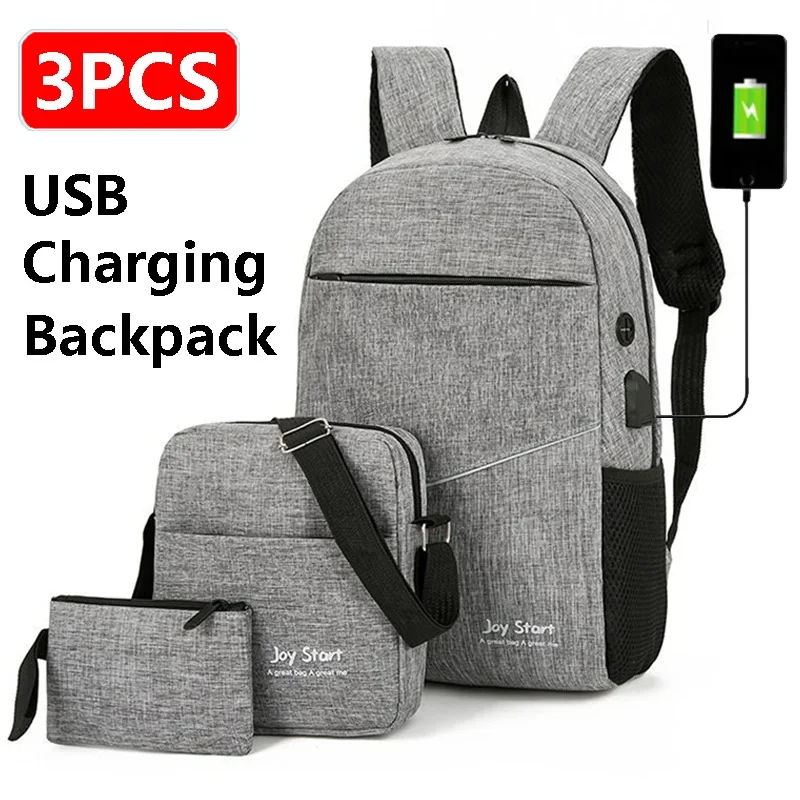 

3 шт., мужской рюкзак с USB-портом для зарядки