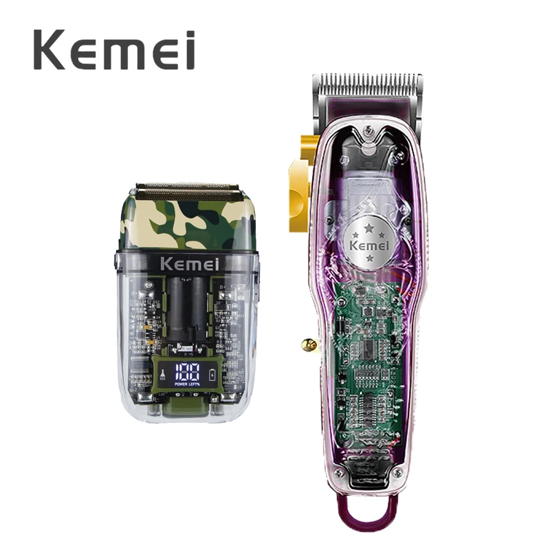 

Kemei Wireless Electric Hair Trimming Machine Transparent Body Led Display Professional Personal Care Tool Electric Hair Trimmer