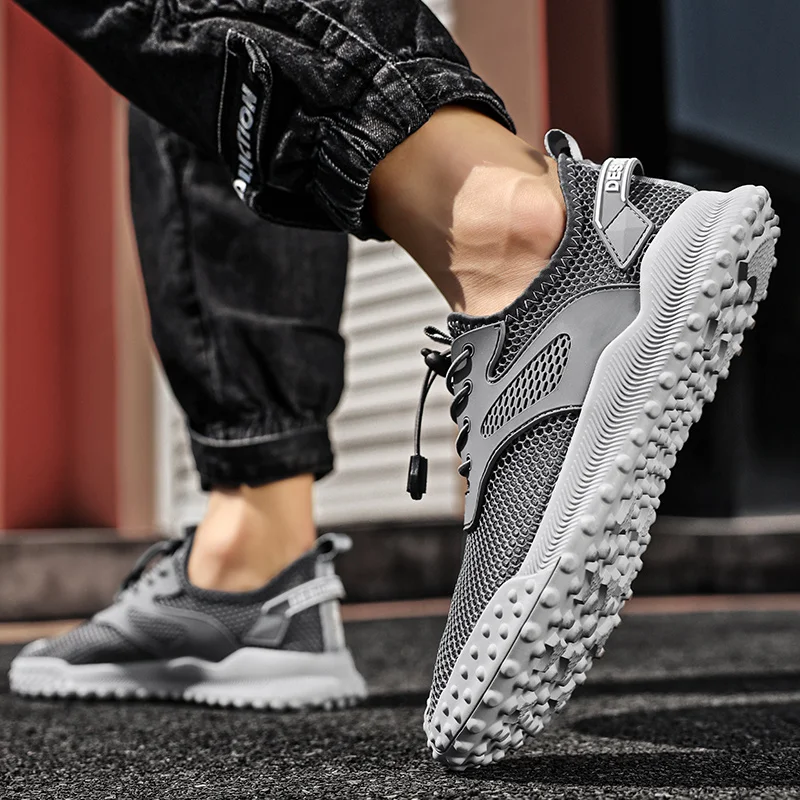 Men's Casual Sports Golf Shoes Summer Hollow Gray Beige Breathable Golf Sneakers Grass Walking Non-Slip Training Golf Shoes