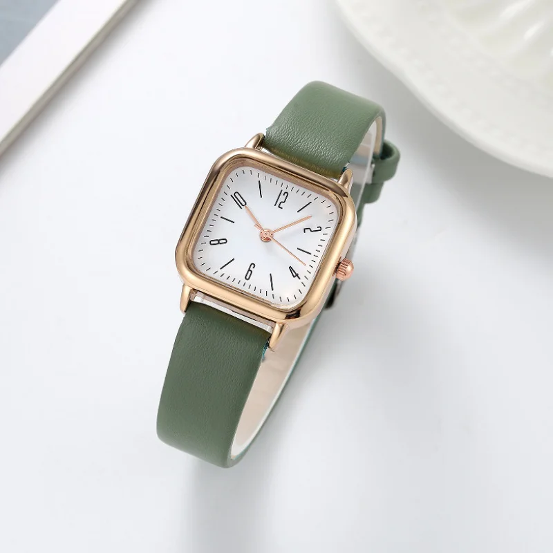 Модные квадратные простые часы для девочек темпераментные красивые кварцевые