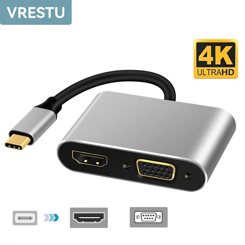 

Кабель с разъемом USB Type-C на Hdmi, Ultra HD 4K @ 30 Гц, HDTV кабель, адаптер VGA, шнур для MacBook Chromebook Samsung Galaxy Xiaomi TV