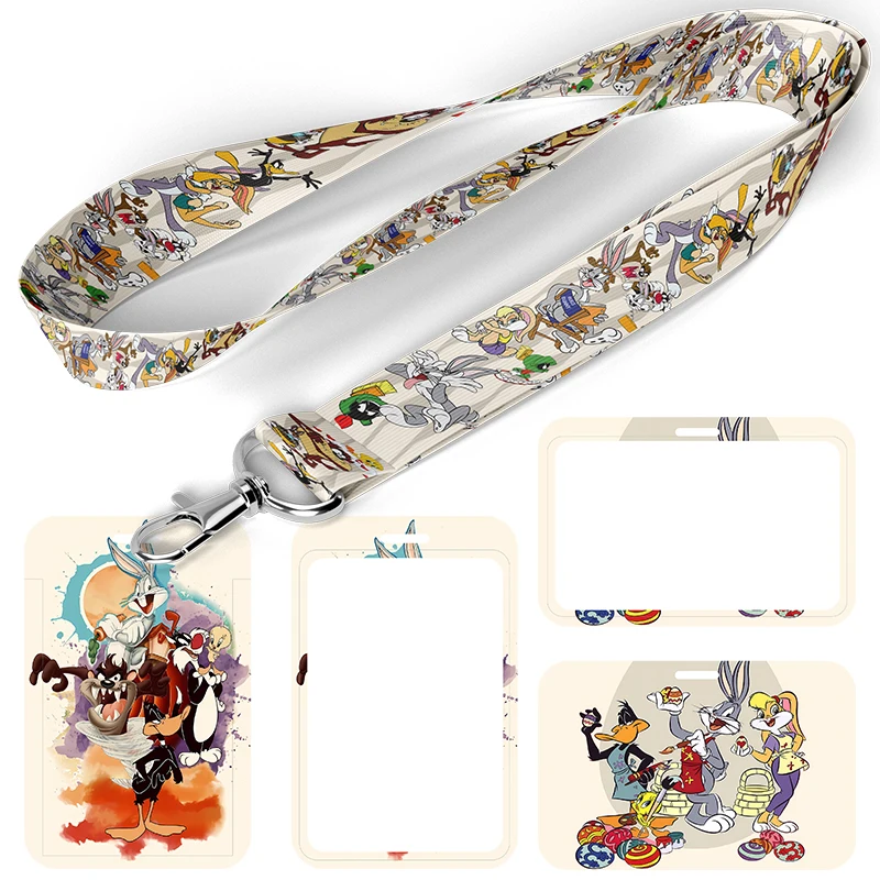 

D1342 Cartoon Rabbit Lanyards For Keys Chain ID Credit Card Cover Pass Charm Neck Straps For Friends Fashion Accessories Gifts