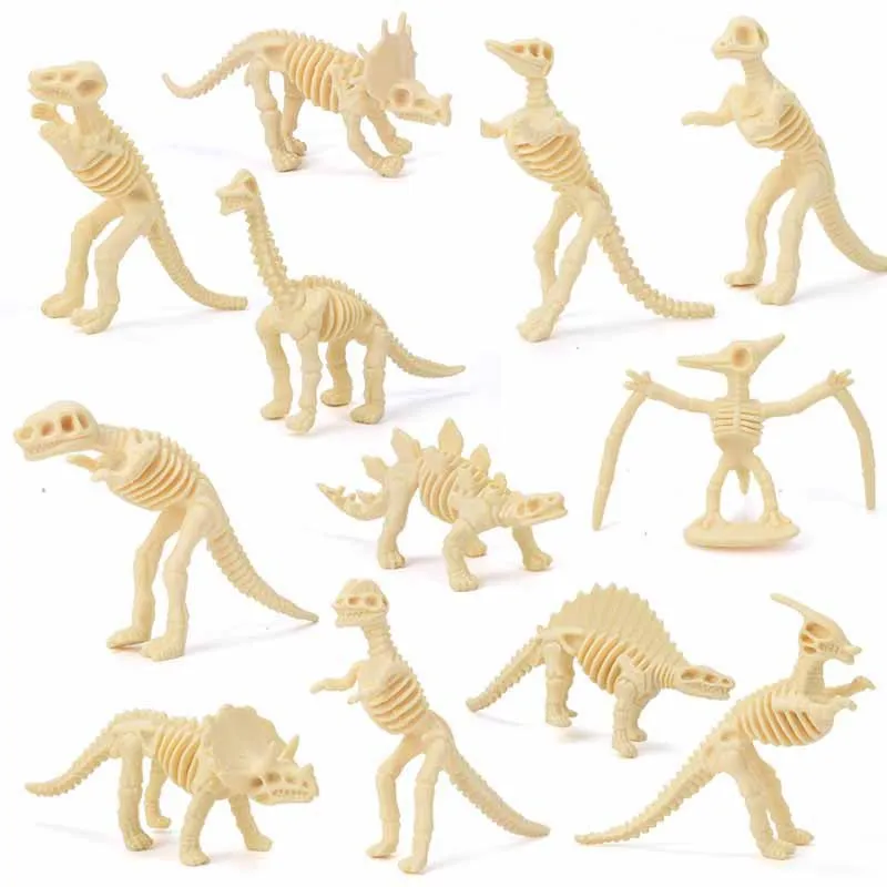 

12Pcs DIY Dinosaur Skeleton Model Building Blocks Ornaments Educational Toys Collection Craft Miniatures For Kids Children Gifts