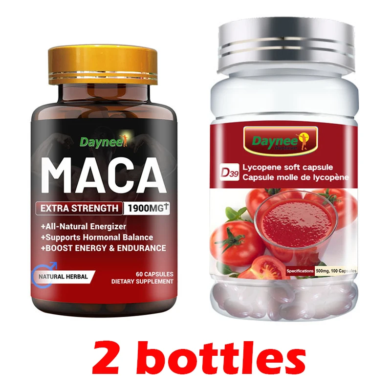 

2 bottles Maca capsule Lycopene Capsules Prostate Treatment Sperm Quality Booster Supplement for Men Endurance Enlargement