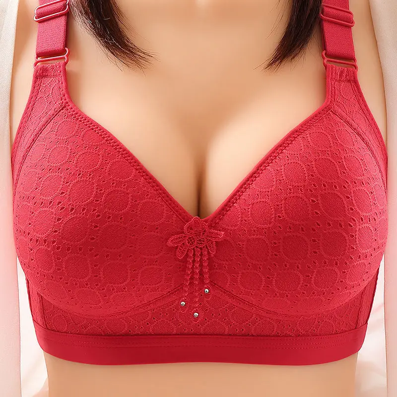 

Large Size Comfortable Gathering Sexy Ladies Underwear Bra Breathable Sweat Absorbing Thin Mould Cup No Steel Ring Ladies Bra