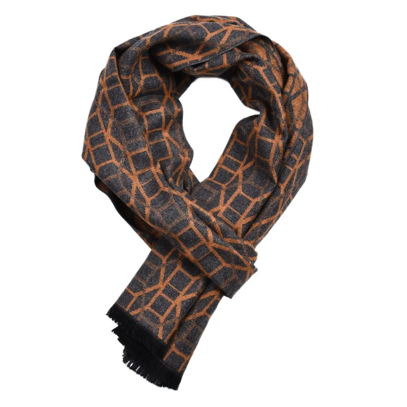 

Foreign Trade Scarf European and American British Men Yarn-Dyed Cashmere-like Thickened Double-Sided Brushed Winter Scarf Men's