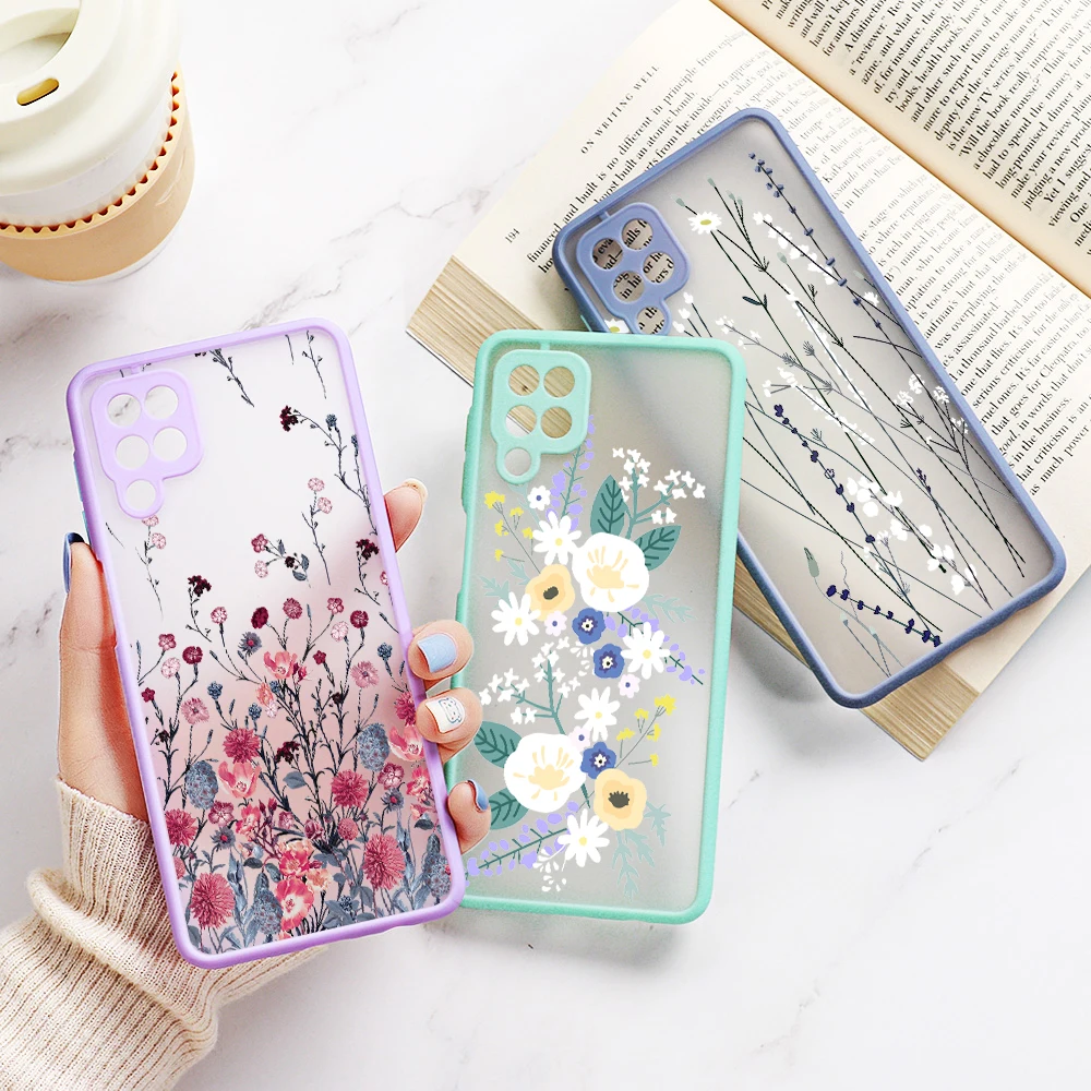 

Flower Shockproof Case For Vivo Y50 Y17 Y19 Y15S Y11 Y12 Y3 U3 Z5i Y85 V9 Y93 Cover Camera Protection Hard PC Matte Painted Capa