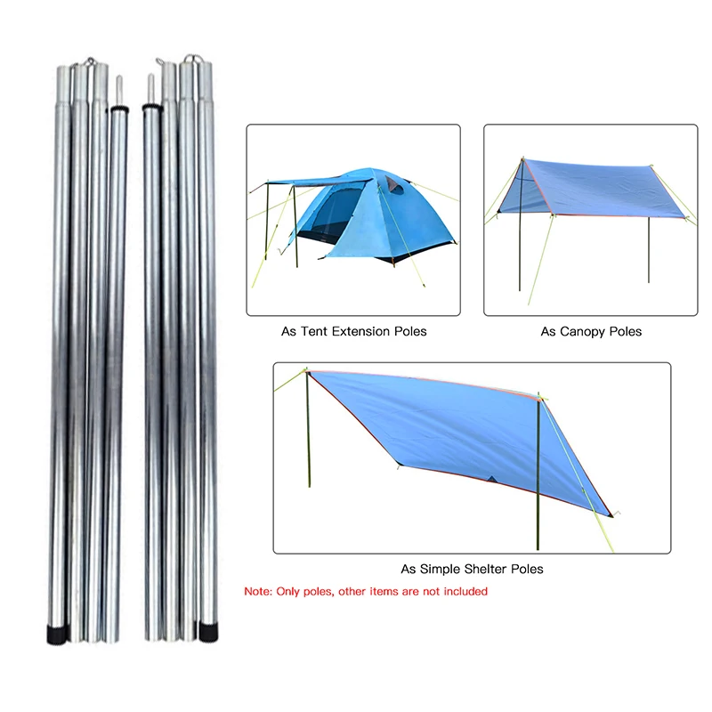 

2 pcs/4 pcs Adjustable Tarp Poles Outdoor Tent Canopy Tarp Poles Canopy Support Rods Iron Awning Frame Camping Tent Accessories