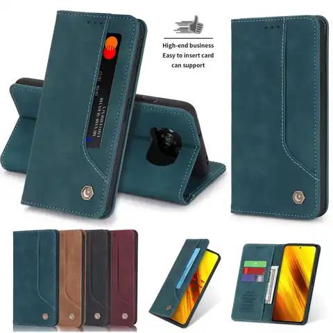 Деловой кожаный чехол для Xiaomi Mi Poco X3 X4 Pro NFC M4 M3 F3 GT F4, магнитный откидной Чехол-книжка, Роскошный кошелек для карт, чехол для телефона