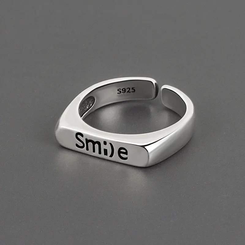 

Женские открытые кольца из серебра 925 пробы, модные и элегантные регулируемые кольца в стиле ретро с буквами, ювелирные изделия для вечерино...