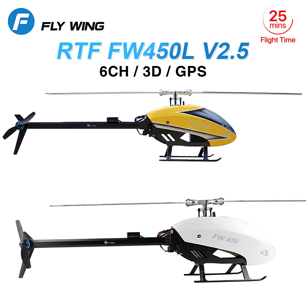 Fly Wing FW450 V2.5 RC Helicopters for Adults Remote Control RTF GPS APP Automatic Return ACE Tattu 4S 52wh 3500mAh Lipo Battery
