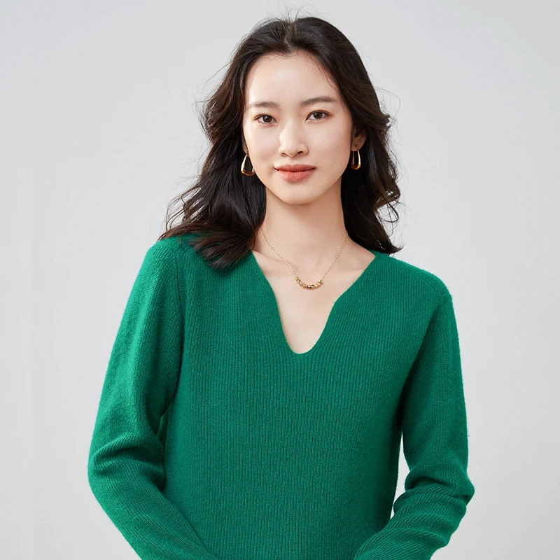 Hot Sale 2022 Autumn Winter 100% Pure Cashmere Sweater V-Neck Women's High Quality Soft Female Solid Color Loose Knitted Jum
