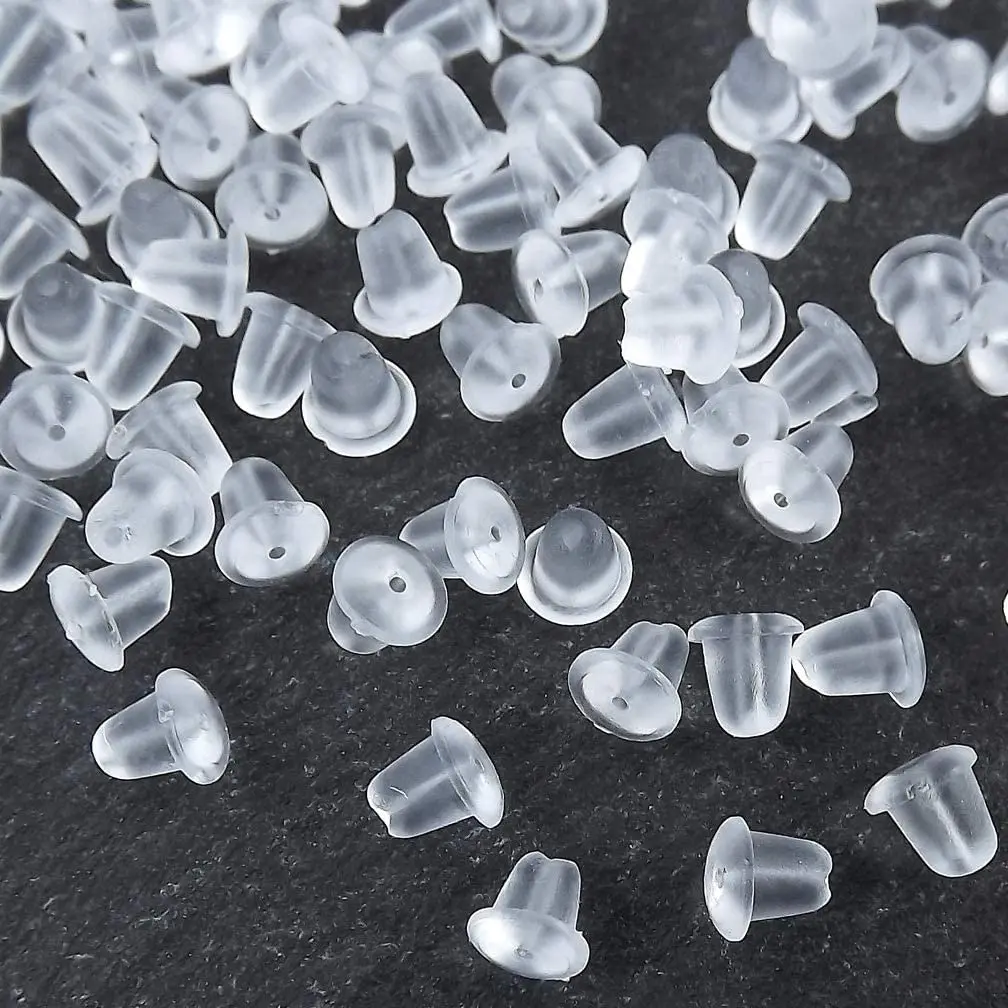 

1000Pcs Soft Silicone Rubber Clear Earring Back Stoppers for Ear Stud DIY Earrings Findings Accessories Bullet Tube Ear Plugs