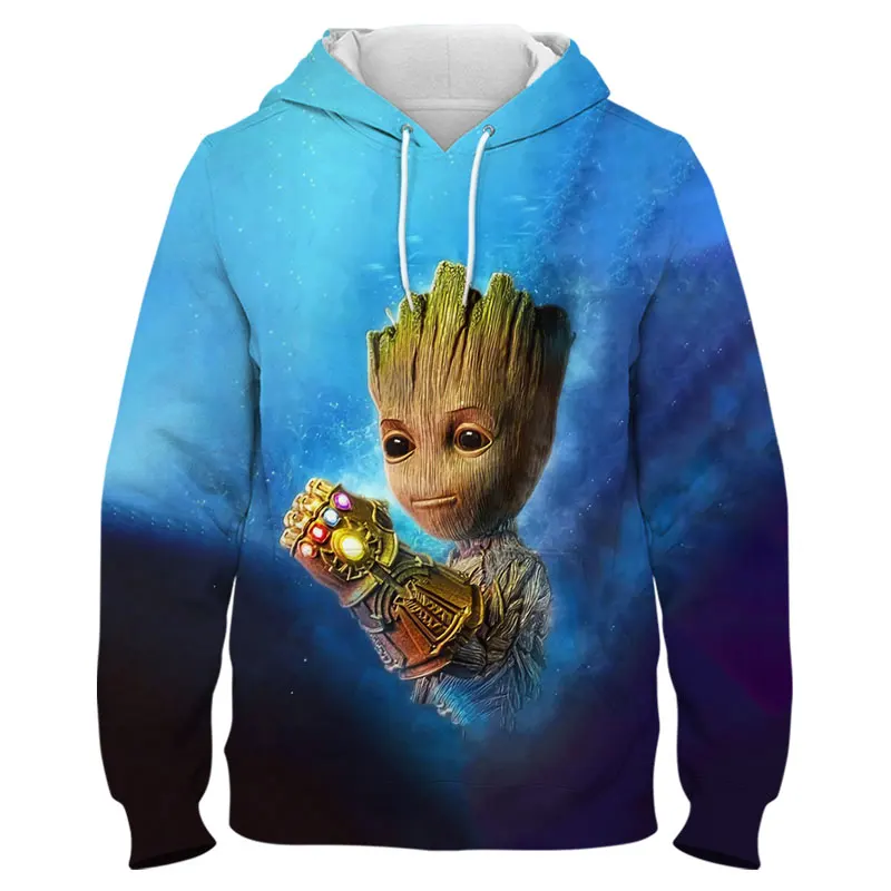 

Cartoon Anime Hoodies For Boy Gilr Kids Marvel Groot 3D Print Women Oversized Sweatshirt Spring Autumn Men Pullover