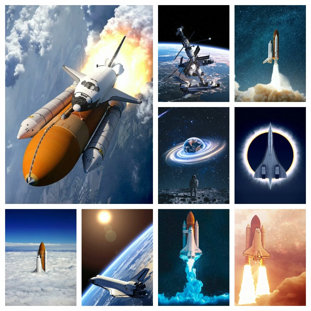 Spacecraft Poster 5D Diamond Painting Rocket Star Astronaut Picture Full Drill Mosaic Embroidery Cross Stitch Kits Home Decor