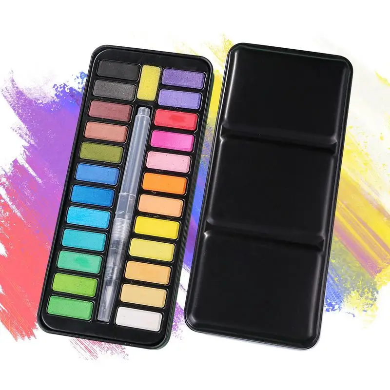 

Paint Watercolor Portable Kids Watercolor Paint Set Vivid Colors Watercolor Paint Set With Solid Pigment In Iron Box Storage For