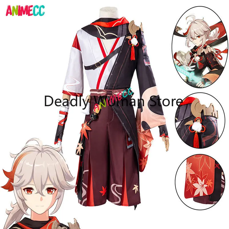 

Костюм для косплея казуха из игры Genshin Impact, полный комплект женского платья с париком для Хэллоуина, карнавала, самурая, аниме для ролевых иг...