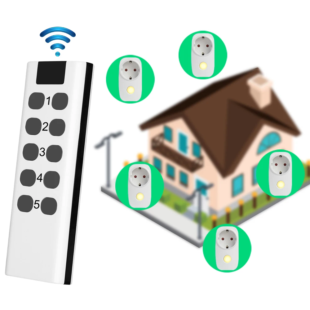 

Универсальный пульт дистанционного управления, 433 МГц, RF-переключатель, французская, европейская, умная розетка, электрическая вилка, 15 А, программируемые электрические розетки, домашний помощник