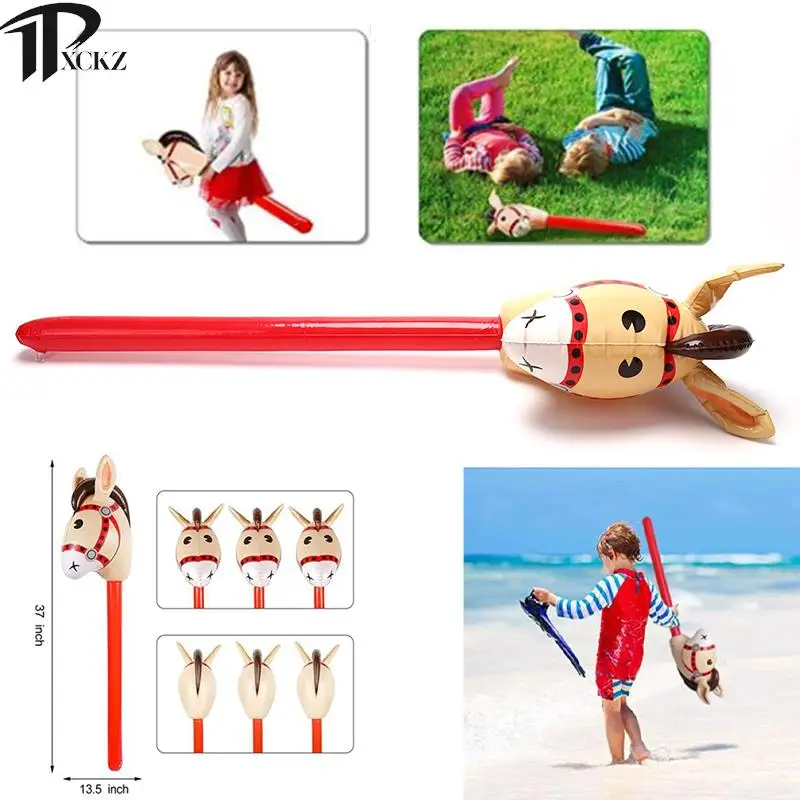 

Inflatable Horse Heads Cowgirl Stick PVC Balloon Outdoor Educational Toys for Children Babies Birthday Gifts 1Pc