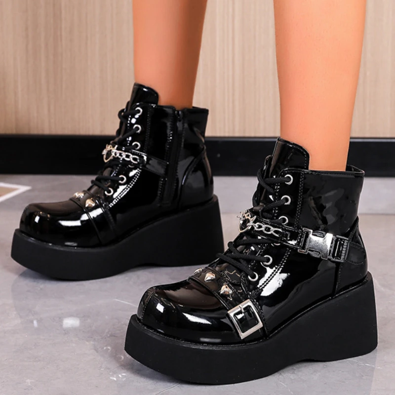 

осенние ботинки женские женские ботинки ботинки челси женские ботинки на платформе челси женские ботильоны женские сапоги ботинки сапоги женские Женская Классическая обувь на танкетке, черная обувь на застежке-молнии