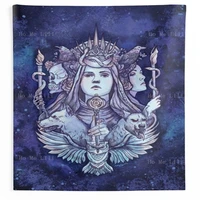 Hecate Holiday Dark Triple Goddess Wiccan Gothic Witch Altar Pagan Witchcraft Original Art Tapestry Home Decor