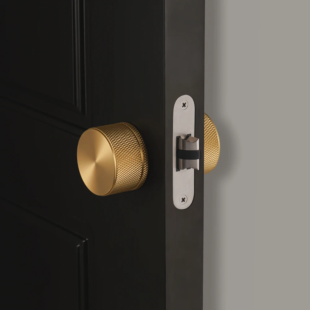 Фото DOOROOM новые замки для конфиденциальности без ключа, дверные замки для дома, ванной комнаты, черное золото, внутренние пресс-замки, минималистичные круглые дверные замки №2