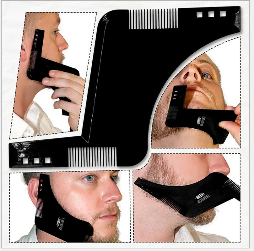 

Fashion Beard Styling Template Comb New Barber Tool Mustache Symmetry Trimming Styling Stencil 3 Colors Optional Styling comb