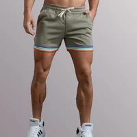 mens gym shorts cotton sports running sweatshorts drawstring rainbow printed large size fitness shorts man casual sleep homewear