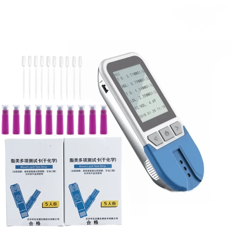 

4 in 1 Lipid Test Analyzer Total Cholesterol TC Triglyceride TG High Low Density Lipoprotein HDL Profile Meter System Monitor