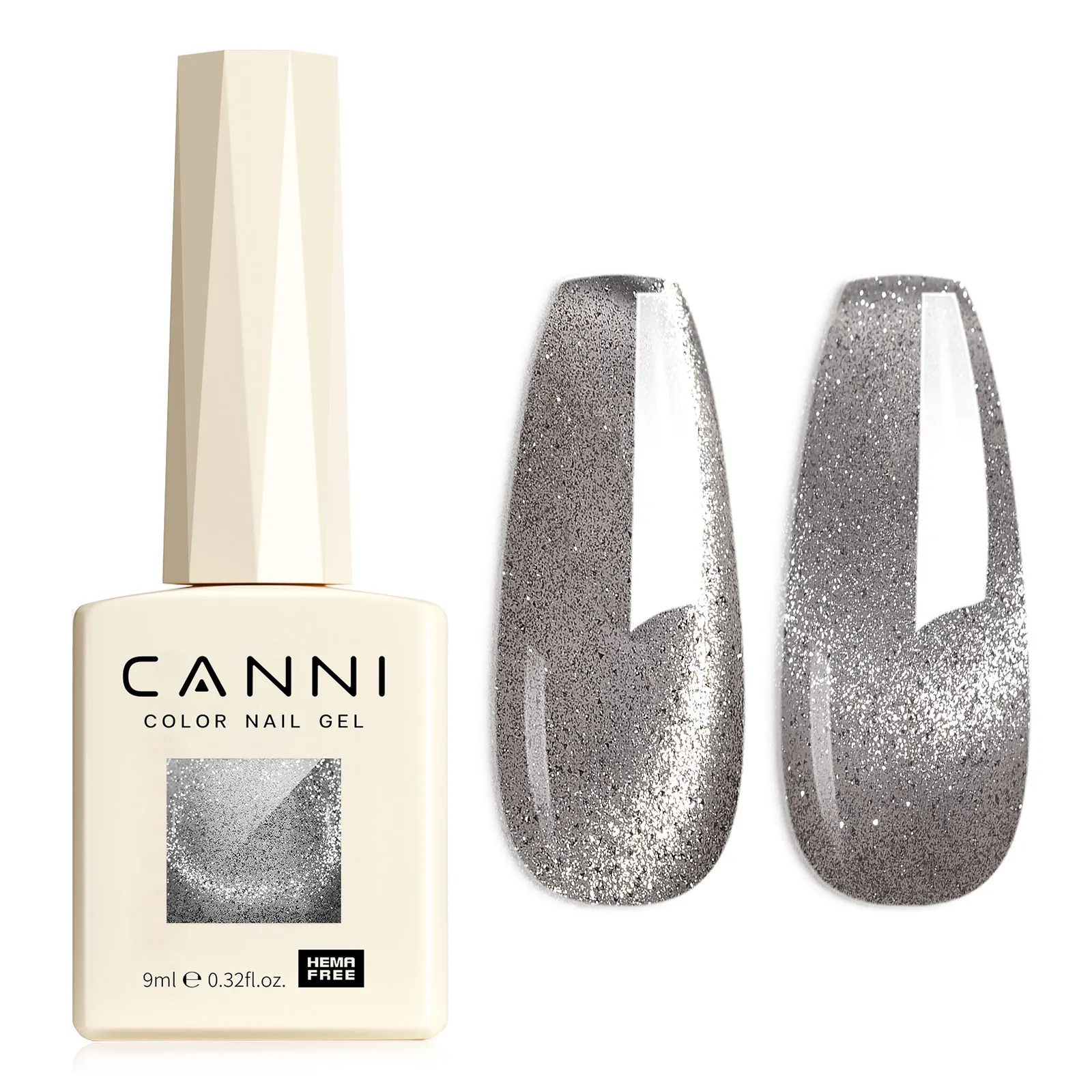 Фото CANNI 9 мл HEMA FREE Гель для ногтей с блестками Silver Cat Магнитный гель-лак для ногтей Galaxy Diamond Sparkle Мягкая текстура Пигмент для ногтей №5