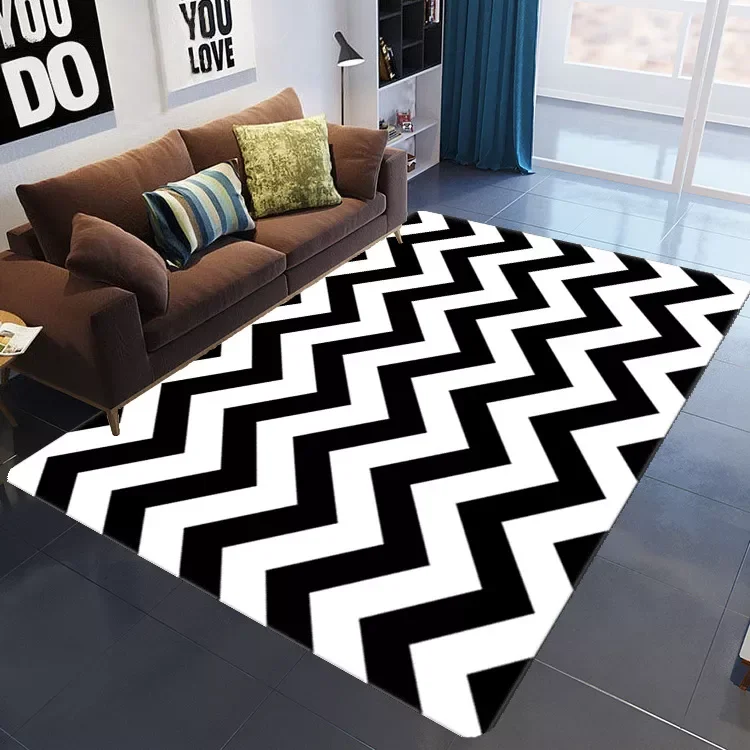 

NEW2023 Modern black and white Wave Abstract Art Living Room Table Kids Bedroom Sofa Nordic large rugs parlor Home Decorative