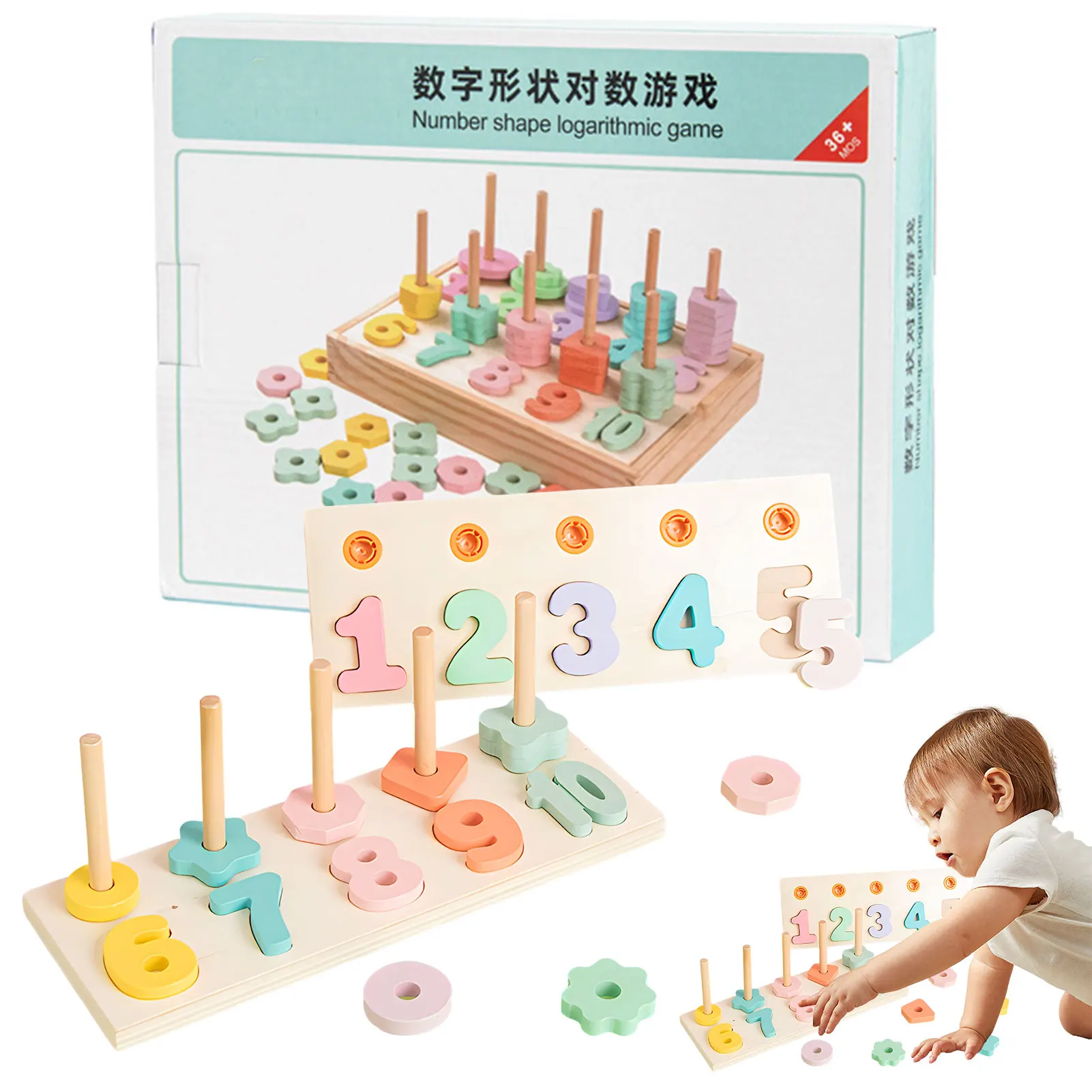 

Shape Number Matching Counting Board Wood Number Puzzle Montessori Toy Math Stacking Preschool Educational Learning Activities