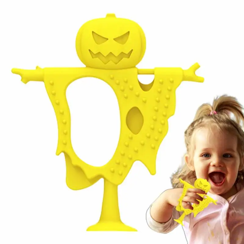 

Silicone Babies Teething Toys Silicone Soothing Teether Chew Toy With Suction Cup Soothing Chew Toy For Discomfort Gums Pumpkin