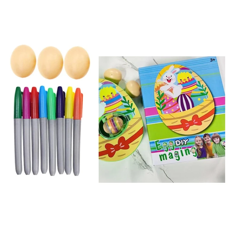 

8.66x6.69x1.97inches DIY Easter Egg Decorating Spinner with Color Pens Toy