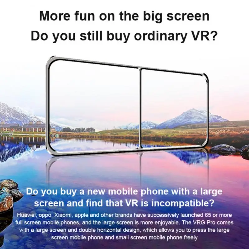 VRG Pro 3D VR Glasses Virtual Reality Full Screen Visual Wide-Angle For 5 To 7 Inch Smartphone Devices Dropship |
