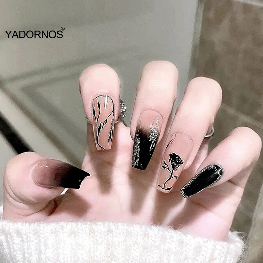 Накладные ногти с эффектом прессования элегантные съемные наклейки на имитацией