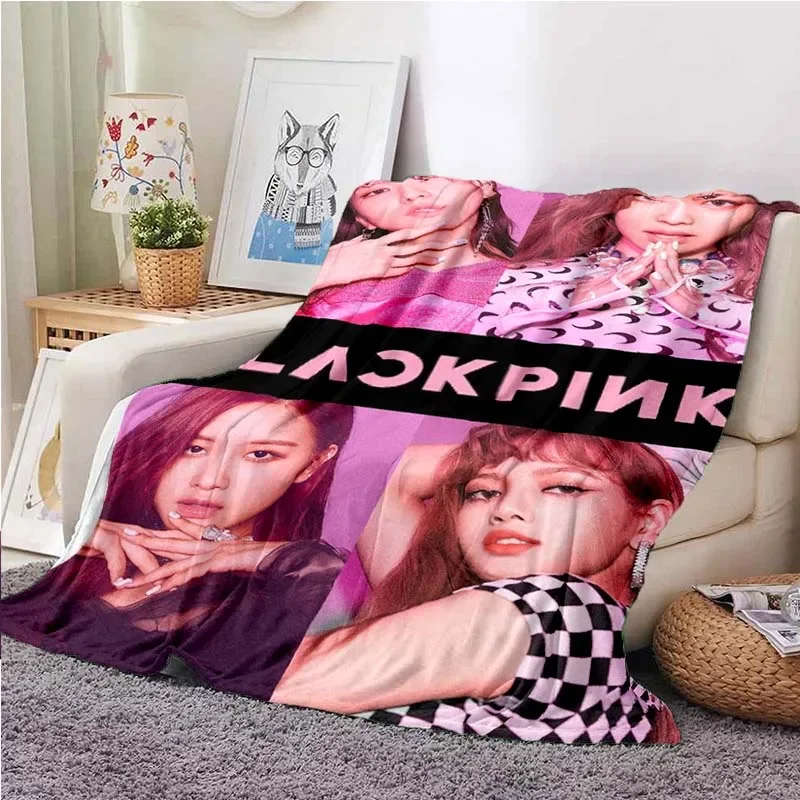 

Черно-розовое мягкое плюшевое одеяло Kpop Star Girl Group, фланелевое одеяло, одеяла для кровати, милый подарок на день рождения, удобное одеяло