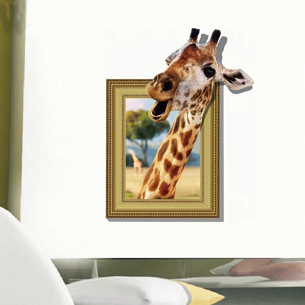 

1pc Sticker 3D Funny Giraffe Creative Removable Sticker Poster Wall Sticker Wallpaper for Living Room