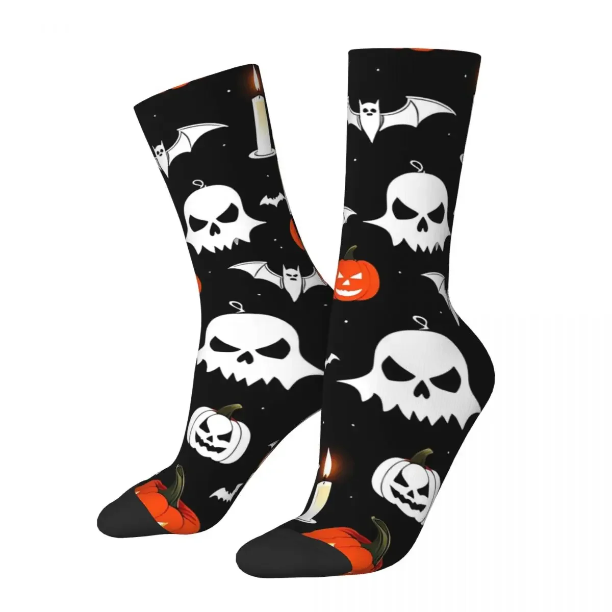 Чулки на Хэллоуин с надписью Happy crossts женские носки тыквой черепами летучими