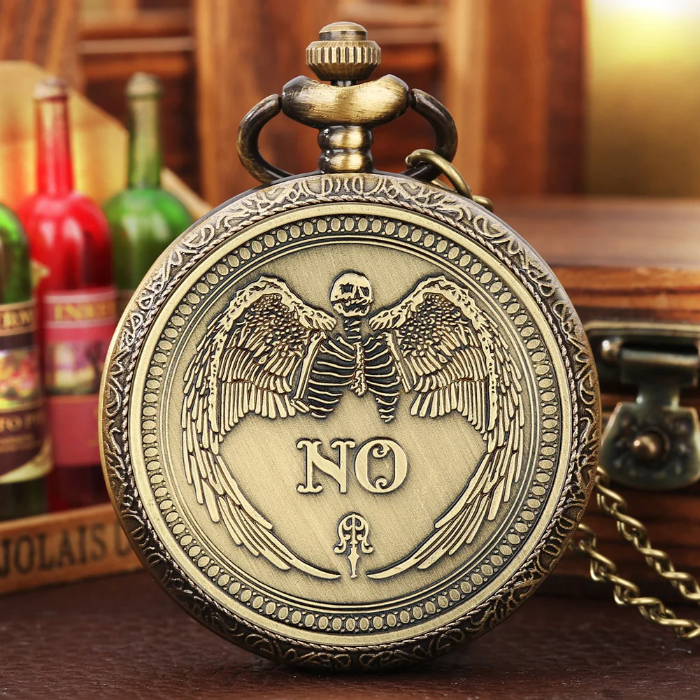 

Pocket Watch Necklace Bronze Commemorative Coins Gift for Men Quartz Watch with Chain Pendant Arabic Numerals Dial Analog Clock