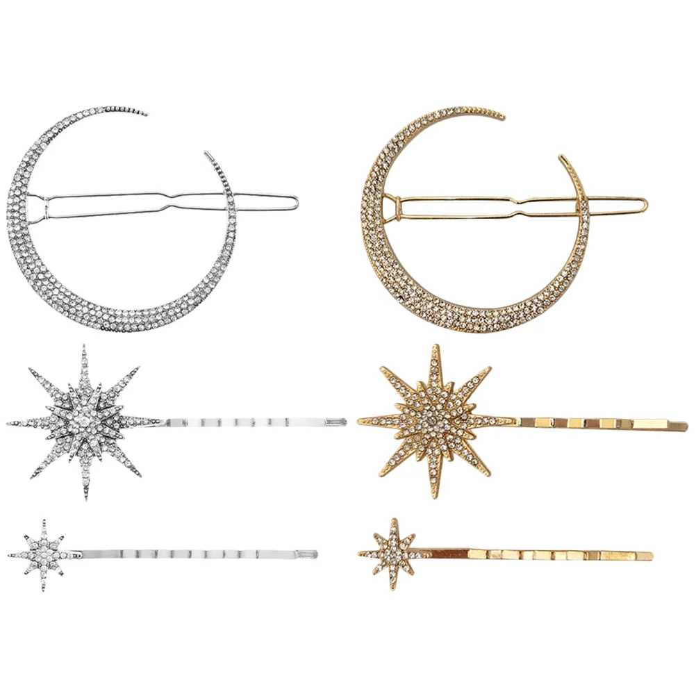 

2 Sets Hair Accessories Moon Clip Clips Styling Sectioning Decorative Star Alloy Pin Jewelry Women